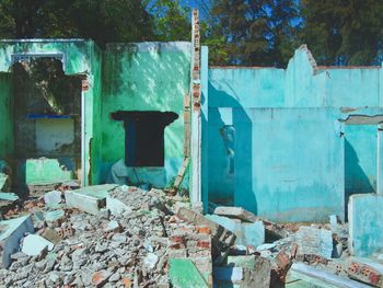 Close-up of damaged building