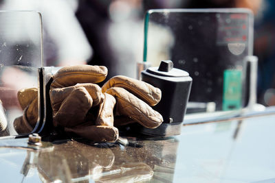 Close-up of coffee served on table