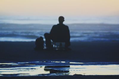 Scenic view of sea at sunset