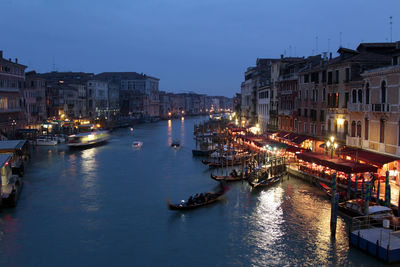 Gondolas on grand canal at night