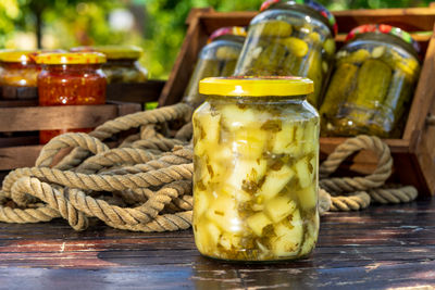 Close-up of food on table