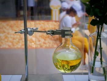 Close-up of wineglass on table
