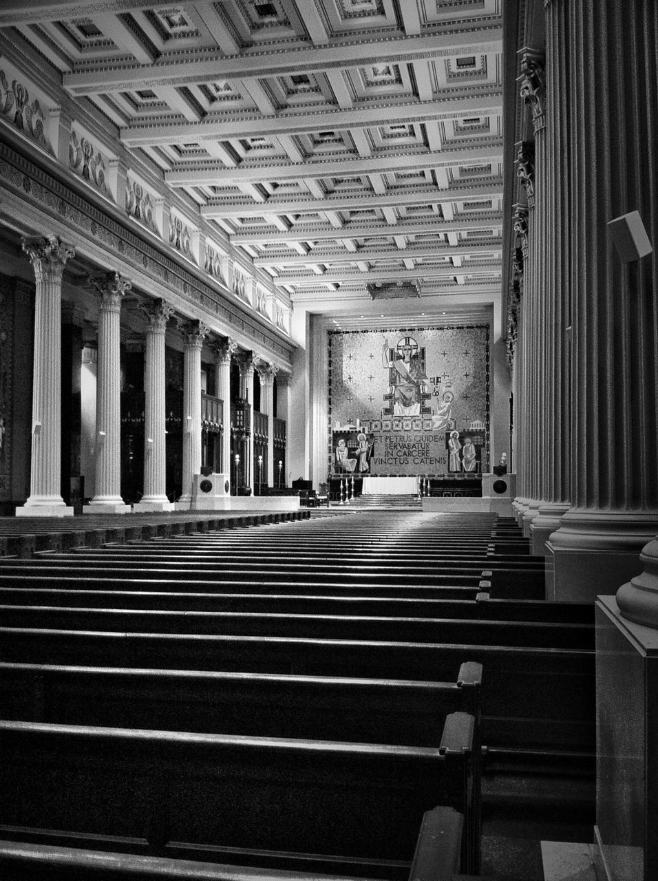 architecture, built structure, indoors, steps, architectural column, in a row, steps and staircases, column, ceiling, staircase, travel, day, building exterior, colonnade, old, travel destinations, railing, history, building, incidental people