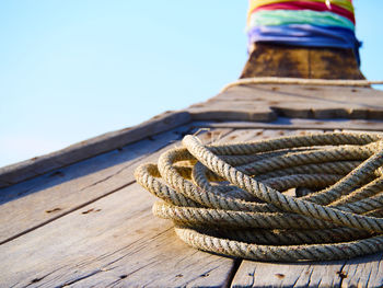 Close-up of rope on boat