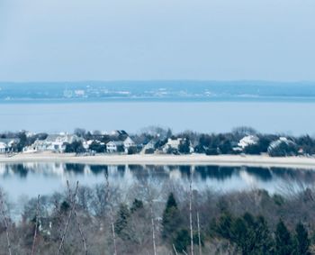 Panoramic view of sea against clear sky