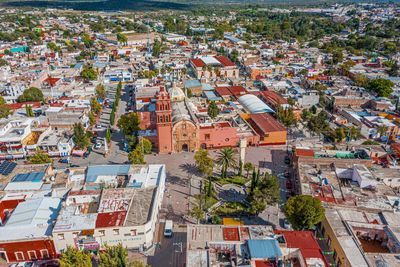 High angle view of townscape