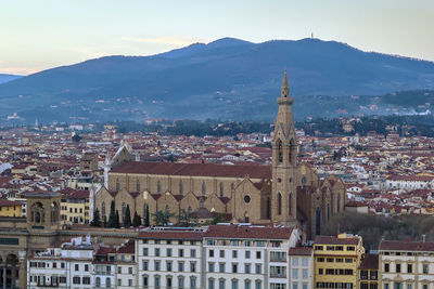 High angle view of buildings in city