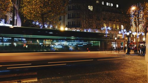 Blurred motion of illuminated city at night