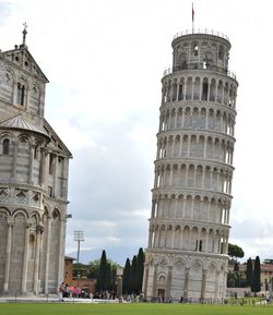 Low angle view of clock tower against sky