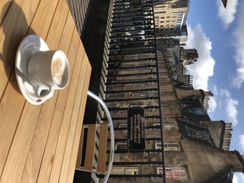 High angle view of coffee on table