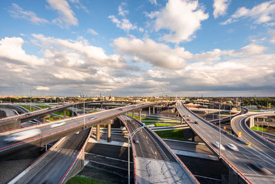 High angle view of highway against sky