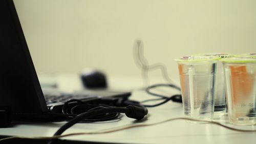 Close-up of laptop on table