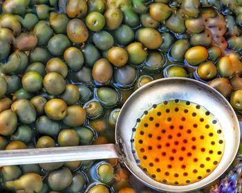 Full frame shot of food. aceitunas encurtidas.