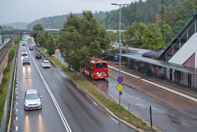 Traffic on road in city