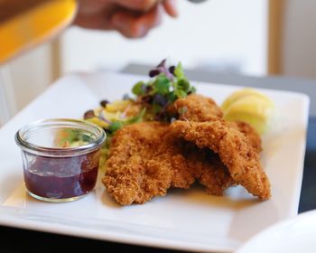 Close-up of meal served in plate