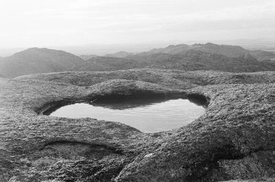 High angle view of water in rock