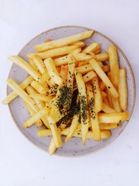 Directly above shot of food served in plate