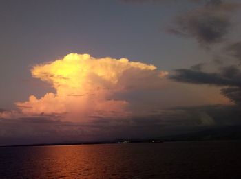 Scenic view of sea against sky at sunset