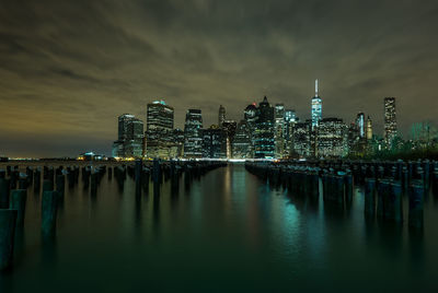 Illuminated city at night