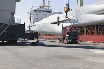 Ship and lorry in harbor