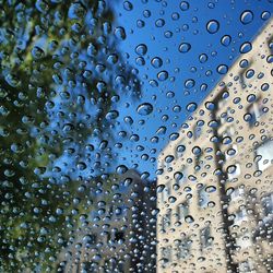 Full frame shot of water drops on glass