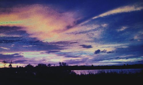 Sunset over calm lake