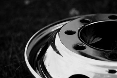 High angle view of vintage car on field