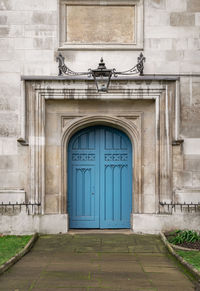 Closed door of building