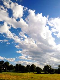 Scenic view of field against cloudy sky