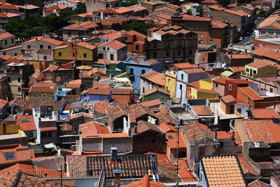 High angle view of bosa townscape