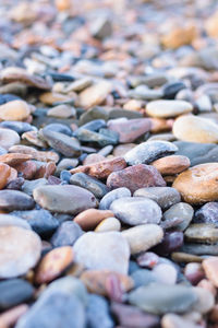 Close-up of pebbles at beach