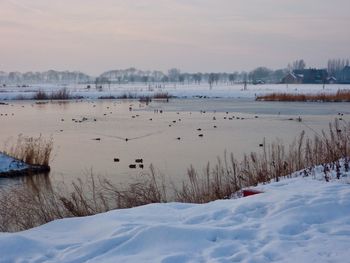 Scenic view of frozen lake against sky