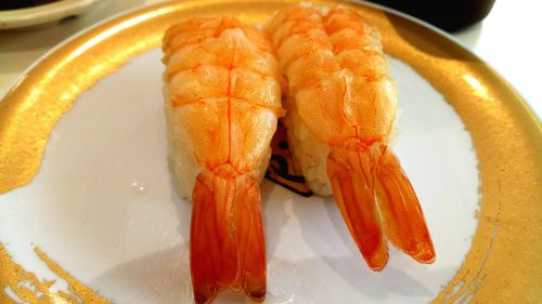 Close-up of seafood served in plate