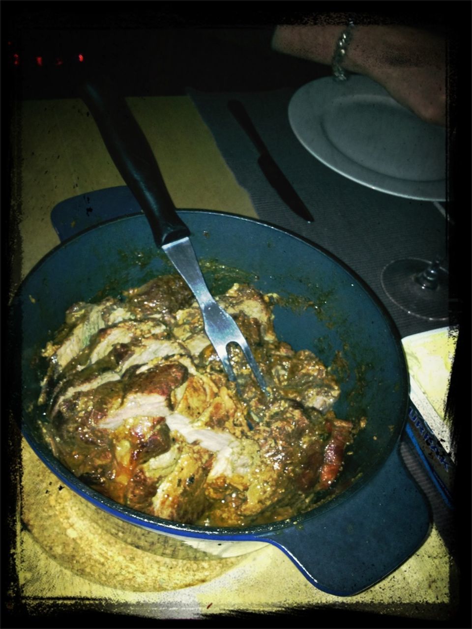 food and drink, food, indoors, freshness, cooking, preparation, spoon, meal, still life, healthy eating, ready-to-eat, preparing food, meat, cooking pan, close-up, table, high angle view, bowl, frying pan, heat - temperature