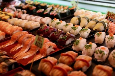 Close-up of fresh sushi. nigiri sushi. 