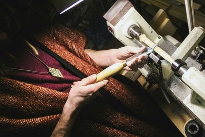 Close-up of hands working