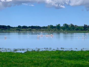 Scenic view of lake against sky