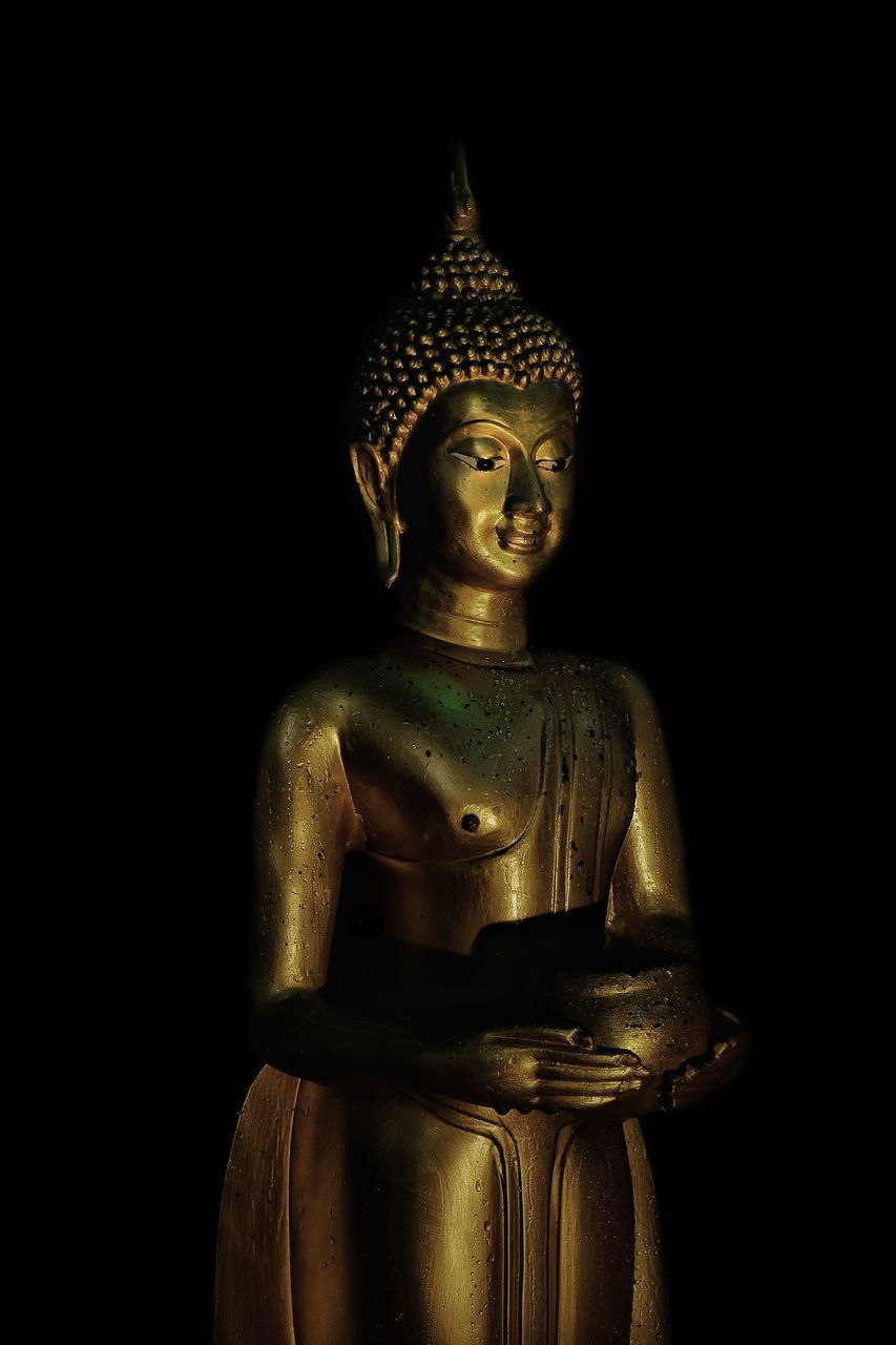 CLOSE-UP OF STATUE AGAINST ILLUMINATED BACKGROUND