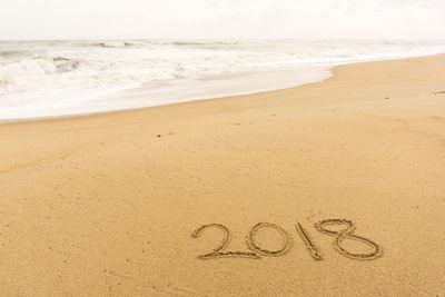 Text on sand at beach