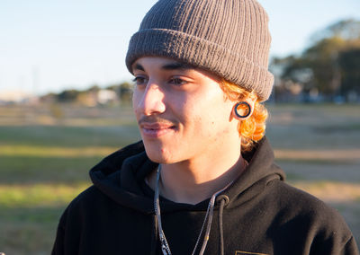 Portrait of young man wearing beanie