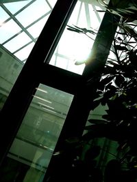 Low angle view of skylight in building