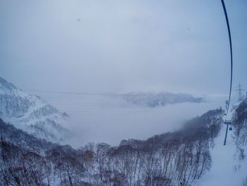 Scenic view of snowcapped mountains against sky during winter