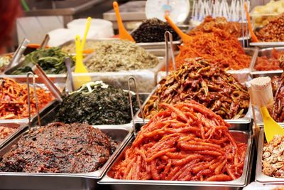 High angle view of food for sale at market