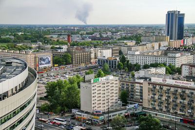 High angle view of cityscape against sky