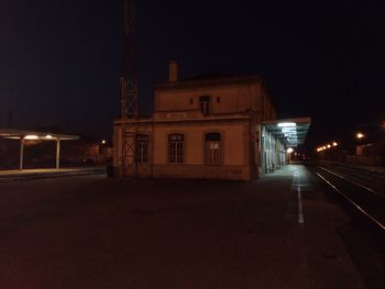 View of illuminated street at night