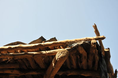 Low angle view of damaged building against sky