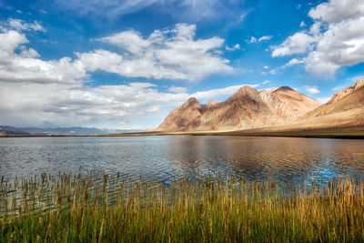 Scenic view of lake against sky