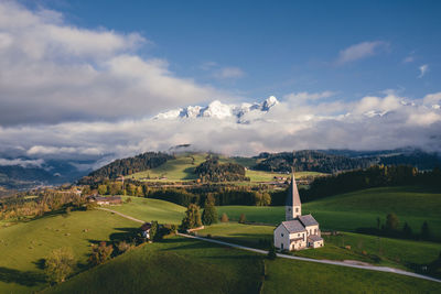 Scenic view of land against sky