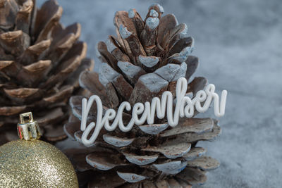 Close-up of christmas decoration on table