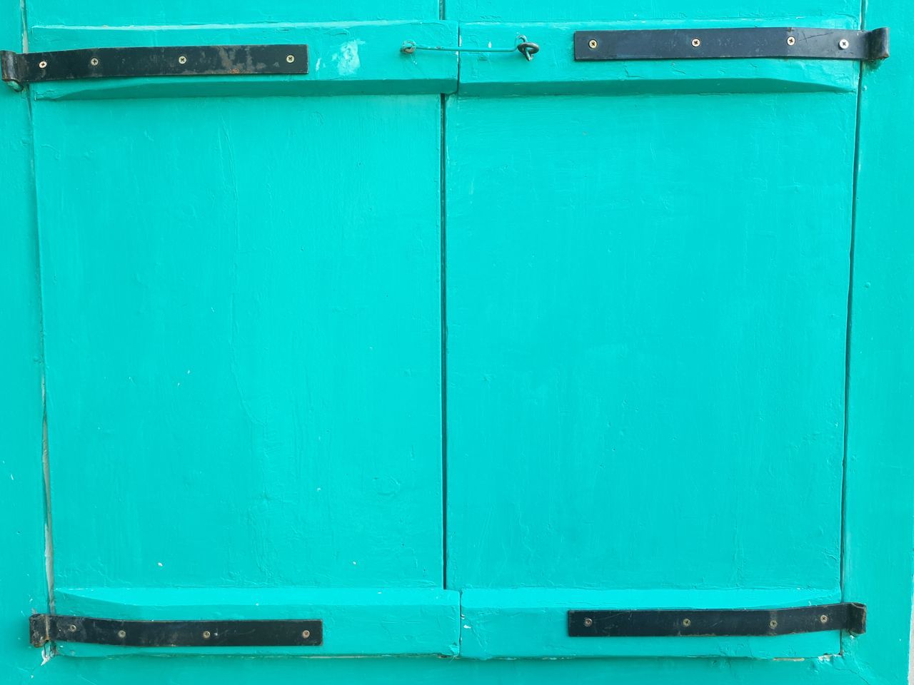 FULL FRAME SHOT OF BLUE METAL CONTAINER ON GREEN WALL